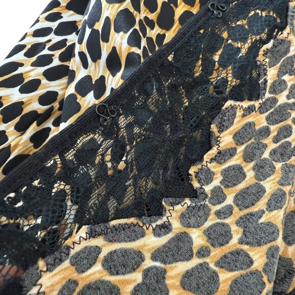 Dolce Gabbana Camisole Pyjama top leopard print VTG Lace detail Small slit - Picture 7 of 15